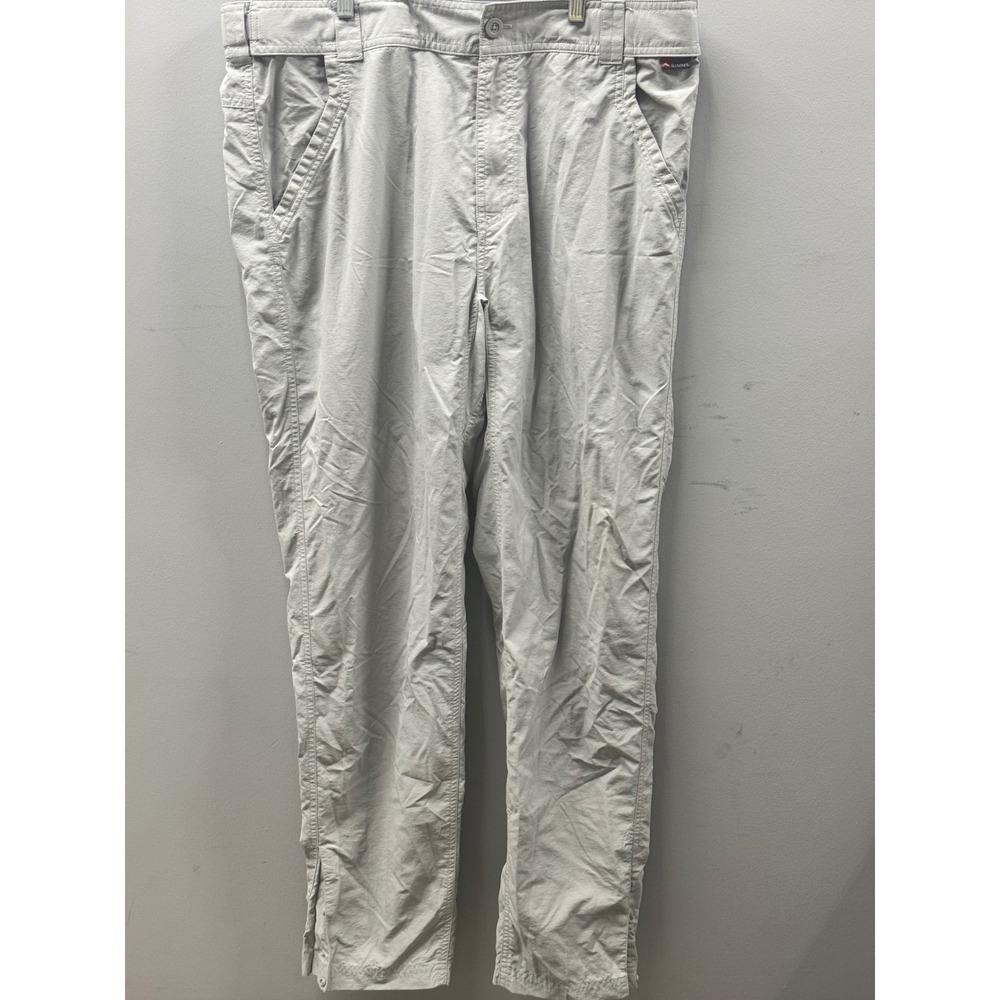 Simms Fishing Pants Mens L 40x30 Tan Quick Dry Technical Utility Lightweight